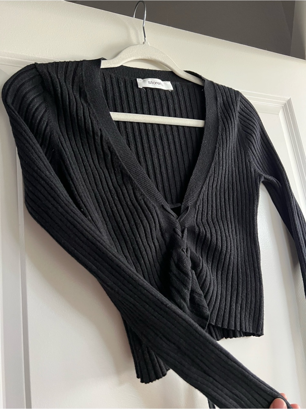 storets Black Ribbed Lace-Up Knit Top - Picture 2 of 7
